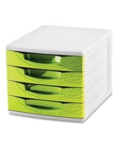 CEP Origins Plastic 4-Drawer Desktop Sorting Module, 10 7/16in x 11 13/16in x 14 1/2in, White/Green