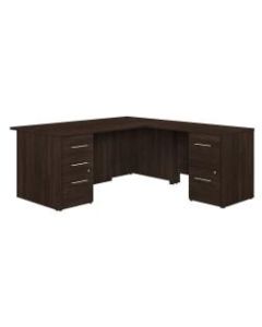 Bush Business Furniture Office 500 72inW L-Shaped Executive Desk With Drawers, Black Walnut, Premium Installation