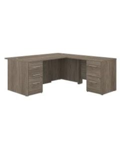 Bush Business Furniture Office 500 72inW L-Shaped Executive Desk With Drawers, Modern Hickory, Premium Installation