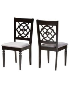 Baxton Studio Renaud Dining Chairs, Gray/Dark Brown, Set Of 2 Chairs