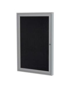 Ghent 1 Door Enclosed Recycled Rubber Bulletin Board With Satin Frame, 36inH x 30inW, Black