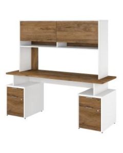 Bush Business Furniture Jamestown Desk With 4 Drawers And Hutch, 72inW, Fresh Walnut/White, Standard Delivery