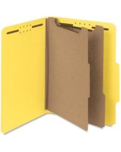 Smead Pressboard Colored Classification Folders, 2 Fasteners, 2 Dividers, Letter Size, 2in Expansion, 2/5 Tab Cut, 100% Recycled, Yellow, Box Of 10