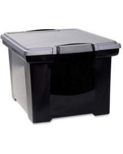 Storex Tote Black Storage Box With Lift-Off Lid, Letter/Legal Size, 14 3/8in x 18 1/2in x 10 15/16in, Black/Gray