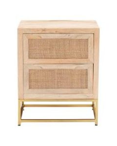 Powell Braden 22inH Rattan Cabinet With 2 Drawers, Natural/Gold