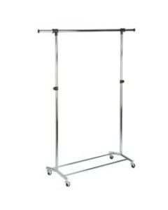 Honey-Can-Do Adjustable-Height Rolling Garment Rack, 70 1/2inH x 18 11/16inW x 56 11/16inD, Chrome/Black