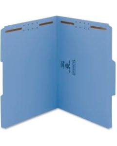 Smead WaterShedCutLess Fastener Folders - Letter - 8 1/2in x 11in Sheet Size - 2 x 2K Fastener(s) - 1/3 Tab Cut - Assorted Position Tab Location - 11 pt. Folder Thickness - Blue - Recycled - 50 / Box
