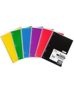 Mead Spiral Bound Wide Ruled Notebooks - 100 Sheets - Spiral - 8in x 10 1/2in - White Paper - Assorted Cover - Back Board - 6 / Bundle