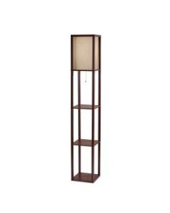 Adesso Wright Shelf Lamp, 63inH, Natural Shade/Walnut Base