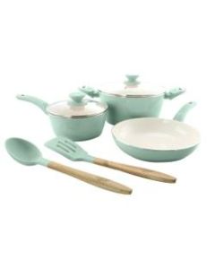 Gibson Home 7-Piece Plaza Cafe Cookware Set, Sky Blue