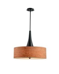 Kenroy Home Bulletin 3-Light Pendant Lamp, Natural Cork Shade/Oil-Rubbed Bronze Base