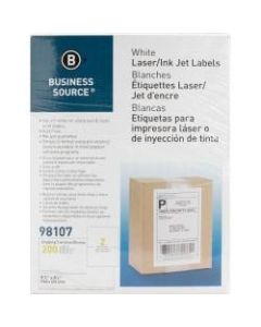 Business Source Bright White Premium-quality Internet Shipping Labels - 5 1/2in x 8 1/2in Length - Permanent Adhesive - Rectangle - Laser, Inkjet - Bright White - 2 / Sheet - 250 Total Sheets - 500 / Box