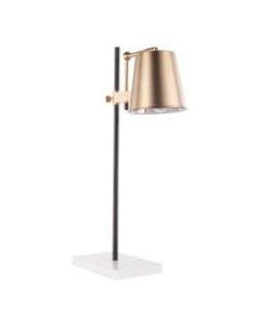 Lumisource Metric Industrial Table Lamp, Adjustable Height, Antique Brass Shade/White And Black Base