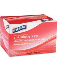 Genuine Joe Plastic Stir Sticks, White/Red, Box Of 1,000 Stir Sticks