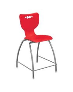 Hierarchy 4-Leg School Stool, 24in, Red/Chrome