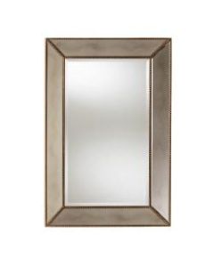 Baxton Studio Beaded Rectangular Accent Wall Mirror, 36in x 24in, Antique Gold