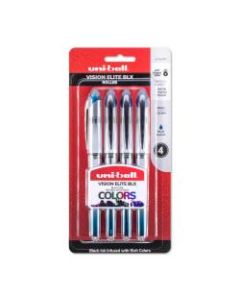 uni-ball Vision Elite Liquid Ink Rollerball Pen, Bold Point, 0.8 mm, Silver Barrels, Blue/Black Ink