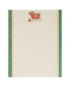JAM Paper Christmas Paper, Letter Size (8 1/2in x 11in), 28 Lb, Santas Sleigh with Green Edging, Pack of 100 Sheets