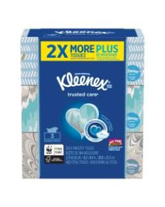 Kleenex Trusted Care Everyday 2-Ply Facial Tissues, White, FSC Certified, 144 Tissues Per Box, Pack Of 3 Boxes