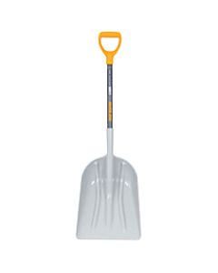 Poly Scoop with Hardwood Handle, 18 in L x 14.37 in W Blade, Square Point, 28 in Hardwood D-Grip handle