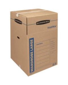 Bankers Storage Box SmoothMove Wardrobe Storage Boxes, 40 1/4in x 24 3/8in x 24 3/8in, 75% Recycled, Kraft, Case Of 3