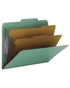 Smead Classification Folders, Pressboard With SafeSHIELD Fasteners, 2 Dividers, 2in Expansion, Letter Size, 50% Recycled, Green, Box Of 10