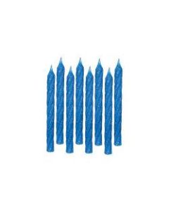 Amscan Glitter Spiral Birthday Candles, 3-1/4in, Blue, 24 Candles Per Pack, Set Of 8 Packs
