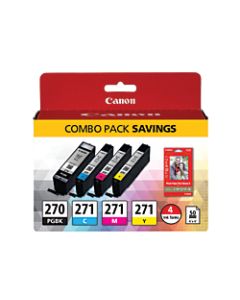 Canon PGI-270/CLI-271 Black/Color Ink Tanks And 50-Sheet Paper Combo Pack (0373C005)