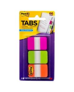 Post-it Notes Durable Filing Tabs, 1in x 1-1/2in, Green/Orange/Pink, 22 Flags Per Pad, Pack Of 3 Pads