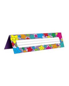 Teacher Created Resources Tented Name Plates, 7in x 11 1/2in, Happy Stars, Pre-K - Grade 8, 36 Plates Per Pack, Set Of 4 Packs