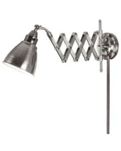 Kenroy Home Floren Wall-Mount Swing Arm Lamp, 11inW, Antique Nickel