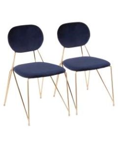 LumiSource Gwen Chairs, Blue Seat/Gold Frame, Set Of 2 Chairs