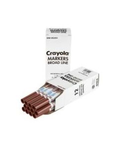 Crayola Washable Broad Line Markers, Brown, Pack Of 12 Markers