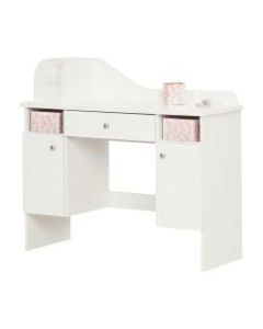South Shore Vito Makeup Desk With Drawer, Pink/Pure White