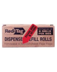 Redi-Tag Dispenser Refills, "Please Sign & Return," 1 3/4in x 9/16in, Red, 120 Flags Per Pad, Box Of 6 Pads