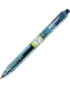 SKILCRAFT 100% Recycled Retractable Gel Pens, 0.7 mm, Transparent Barrel, Blue Ink, Pack Of 12