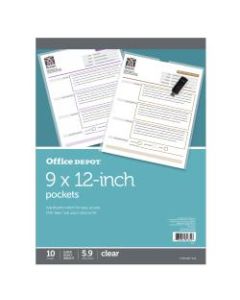 Office Depot Brand Clear Pockets, 9in x 12in, Clear, Non-Glare, Pack Of 10