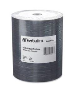 Verbatim DVD-R Printable Disc Spindle, White, Pack Of 100