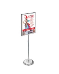 Azar Displays Metal Vertical 2-Sided Slide-In Floor Stand, 43-1/2inH x 15inW x 15inD, Clear