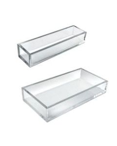 Azar Displays Deluxe Tray 3-Piece Set, Narrow Trays/Large Tray, Clear