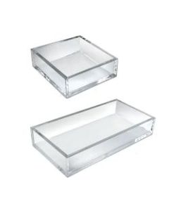 Azar Displays Deluxe Tray 3-Piece Set, Square Trays/Large Tray, Clear