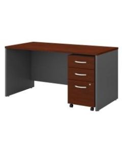 Bush Business Furniture Components 60inW Office Desk With 3-Drawer Mobile File Cabinet, Hansen Cherry/Graphite Gray, Standard Delivery
