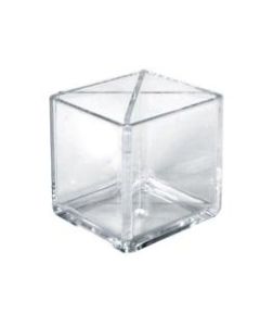 Azar Displays Cube Pencil Holders With Divider, 4inH x 4inW x 4inD, Clear, Pack Of 2 Holders