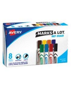 Avery Marks-A-Lot White Board Markers, Chisel Tip, Assorted Colors, Pack Of 8