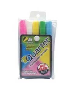 Quartet Glo-Write Neon Wet-Erase Markers, Bullet Tip, Assorted Colors, Pack Of 5