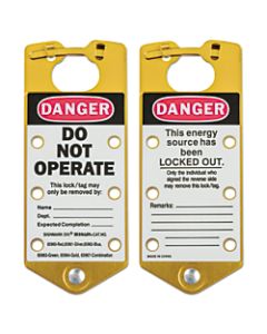 Labeled Lockout Hasps, 3 in W x 7 1/4 in L, Gold