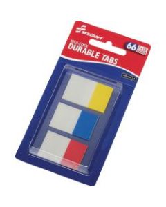 SKILCRAFT Self-stick Durable Tabs - 1.50in Tab Height x 1in Tab Width - Self-adhesive - Assorted Tab(s) - 66 / Pack - TAA Compliant