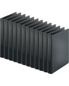 Business Source Basic 3-Ring Binder, 1in Round Rings, Black, Pack Of 12