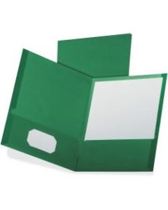 Oxford Letter Recycled Pocket Folder - 8 1/2in x 11in - 100 Sheet Capacity - 2 Pocket(s) - Dark Green - 35% - 25 / Box