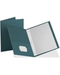 Oxford Twin Pocket 3-hole Fastener Folders - Letter - 8 1/2in x 11in Sheet Size - 135 Sheet Capacity - 3 x Tang Fastener(s) - 2 Inside Front & Back Pocket(s) - Leatherette Paper - Teal - Recycled - 25 / Box